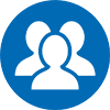 team A blue background with an image of a person 's face.